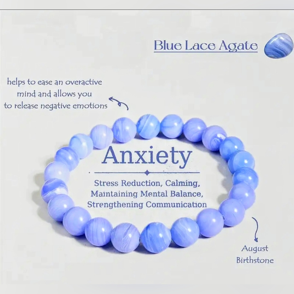 🥳 4/$20. #25 Blue Lace Agate Anxiety Bracelet